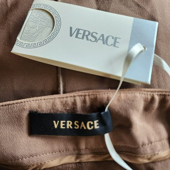Versace Brown Skirt L Silk Viscose IT46 | US12 Solid Tailored Fit - Picture 2 of 9